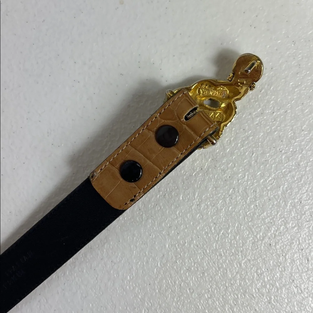 Vicenza Sz 26 Embossed Belt Tan Italian Calfskin Ornate Buckle